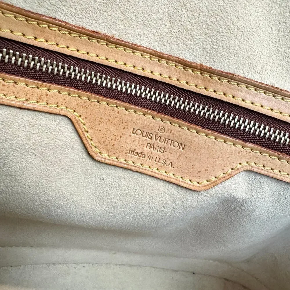 Louis Vuitton Brown Monogram Leather Trim Babylone Tote Bag LV Tan Shoulder Bag